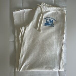 White Sweatpants with Blue Logo